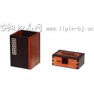 木制工藝品古韻筆筒名片盒商務(wù)禮品套裝組合圖片